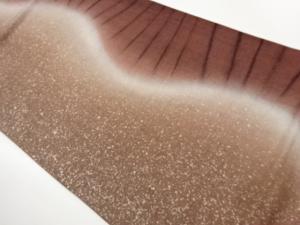 作家物　手織り紬曲線に抽象模様暈し袋帯